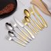 5-Piece Gold Flatware - Steak Knife & Spoon Set_voghion.com