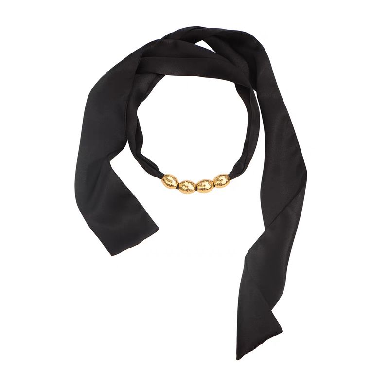 Round Bead Niche Personality Fashion Clavicle Chain Tie Bowknot Ribbon Beaded Necklace_voghion.com
