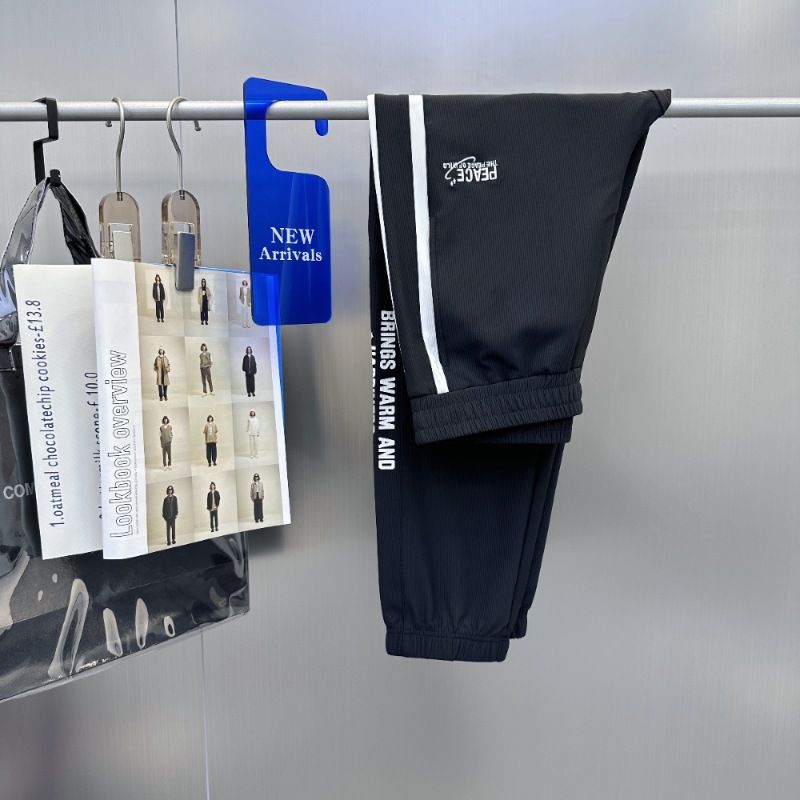 Roupas masculinas Leggings de malha de verão masculinas, calças de moletom com costura de fita, calças casuais masculinas versáteis_voghion.com