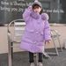 Girls’ Long Down Jacket – Stylish & Warm Winter Coat With 50%-55% White Duck Down (Black/Red, Sizes 140-160cm, Soft & Cozy)_voghion.com