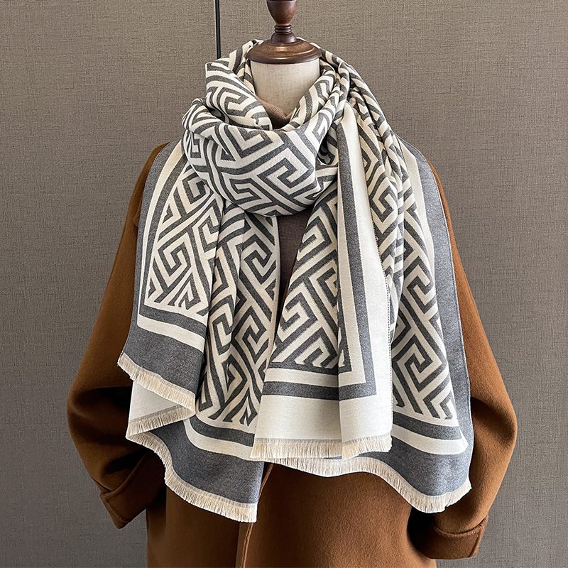 Women Scarf women's new winter style imitation cashmere fashionable style warm student couple scarf air-conditioning shawl outer wear_voghion.com