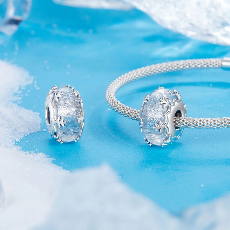 Ice Crystal Murano Beads Charm  Sterling Silver Charm,BSC1074_voghion.com