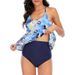 Bikini-Set mit hoher Taille – Badekleid mit Blumenmuster, Rüschenrock und Bauchkontrolle (bescheidene Bademode mit LSF 50+, verstellbare Bänder, schnelltrocknender Stoff)_voghion.com