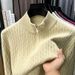 Herren-Strickpullover, dick, halbhoch geschnitten, mit Reißverschluss, lässig, lockere Passform, für Herbst/Winter_voghion.com
