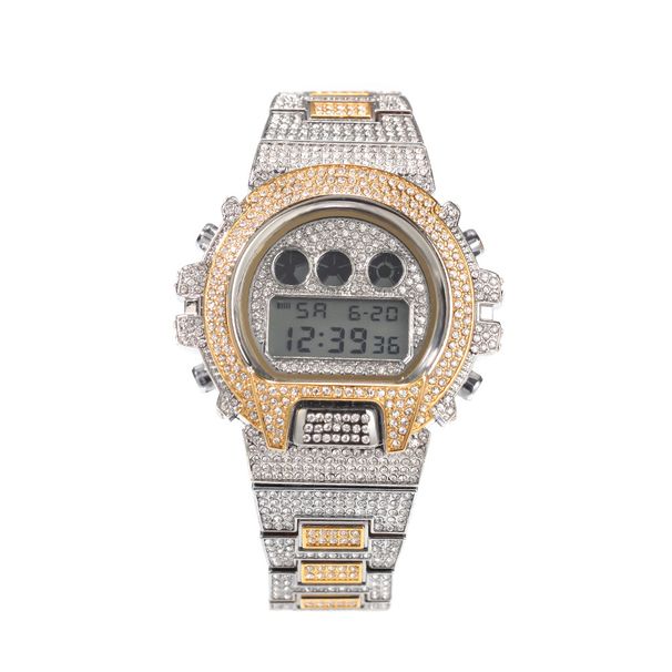 LuxHype Men's Hip-Hop Watch - Full Diamond Digital Display (LED Backlight, Stainless Steel Case, Waterproof, Luxury Streetwear Style)_voghion.com