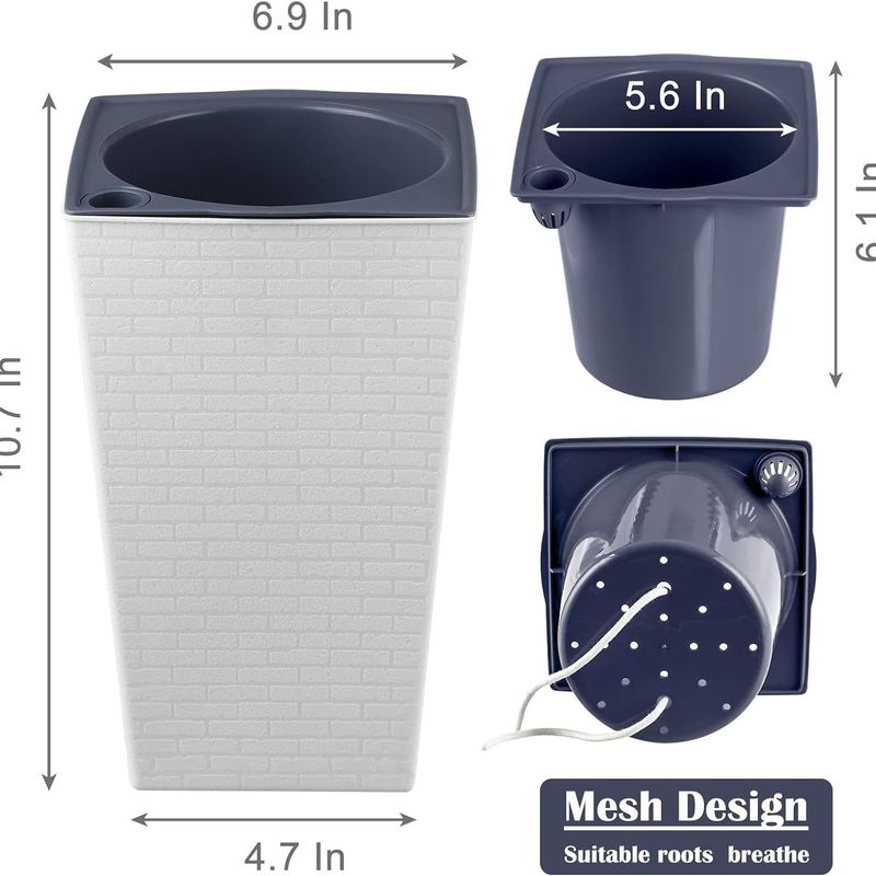 Olinze Plastikowa Doniczka Bonsai Lazy Ceglany Wzór Kwadratowy Wysoki Styl Wielokolorowy Samozalewający Basen_voghion.com
