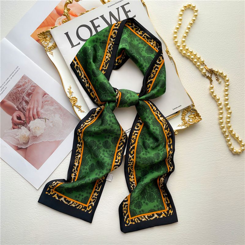 Double-sided printed narrow, small, long hair band, scarves, women's thin scarves, streamer straps, bags, decorations,_voghion.com