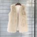 K Faux Fur Vest For Women; Soft And Warm; Long Coat; Fluffy Coat; Coat With A Hood; Coat With A Belt_voghion.com