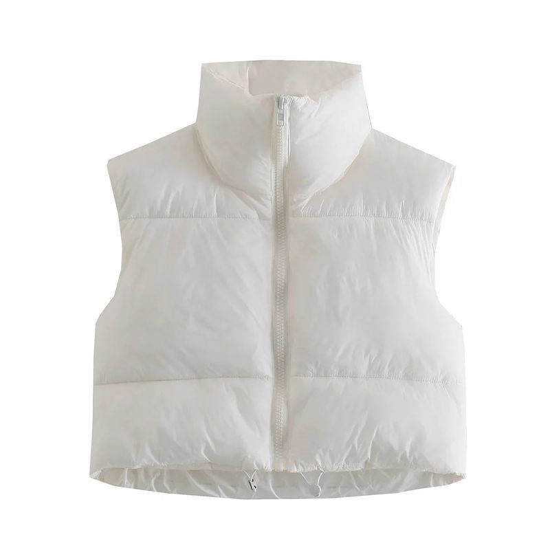 Nuovo gilet da donna imbottito in cotone con cerniera e colletto in piedi_voghion.com