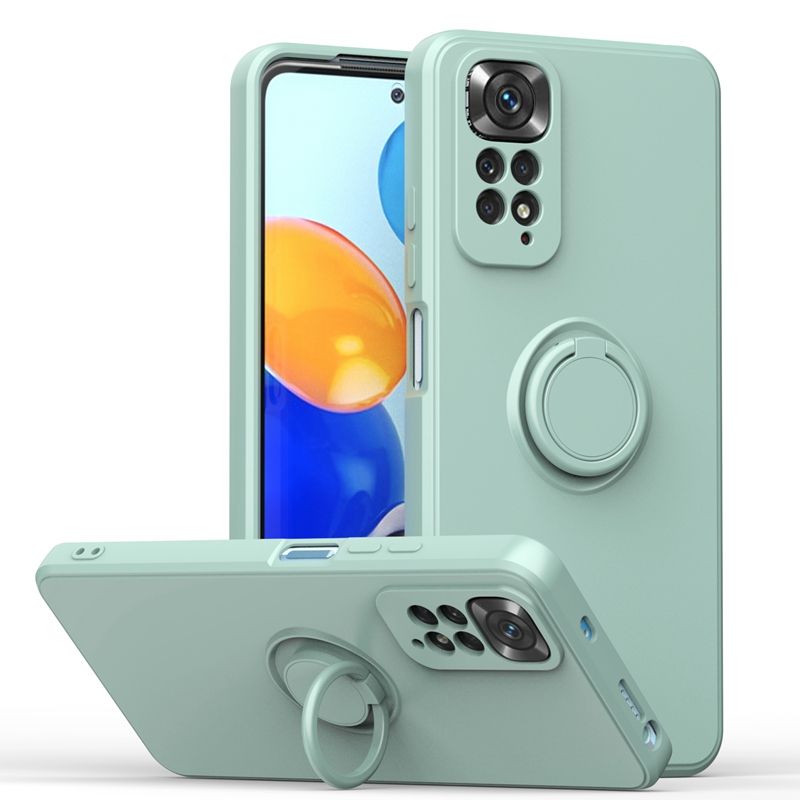 Flüssigkeit Silikon Fall Für Xiaomi Redmi Hinweis 9S 10S 11S 11 Pro Plus Zurück Abdeckung Ring Halter fall Für Redmi Hinweis 9 10 Pro 9T_voghion.com