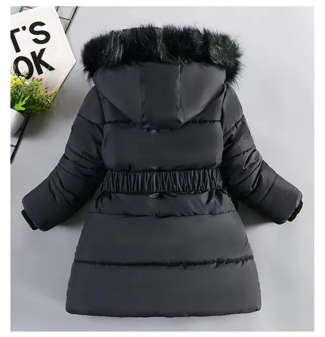 Vêtements pour enfants manteau d'hiver pour enfants avec polaire manteau épaissi grand enfant moyen long petite fille coton_voghion.com