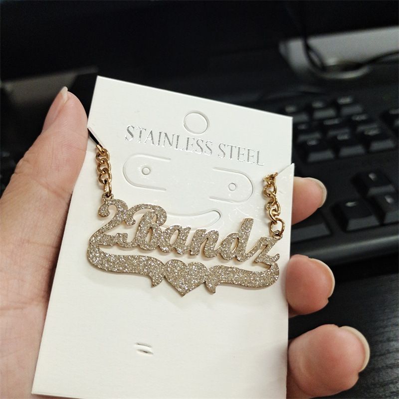 Collana con nome cubano, semplice e personalizzata, in acciaio inossidabile, con lettera inglese_voghion.com