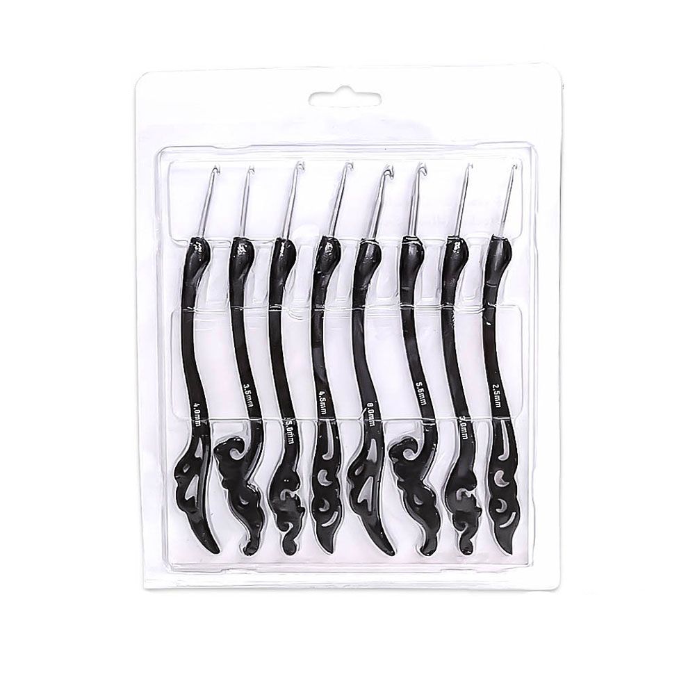 Outil de tricot, aiguille de pull, Style Vintage, poignée souple, aiguille à Crochet en aluminium, ensemble de 8 pièces_voghion.com