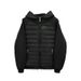 Premium Crocodile Print Puffer Jacket – Autumn/Winter Thickened Polyester Fill, Slim Fit, Hooded, Water-Resistant, Black & White_voghion.com