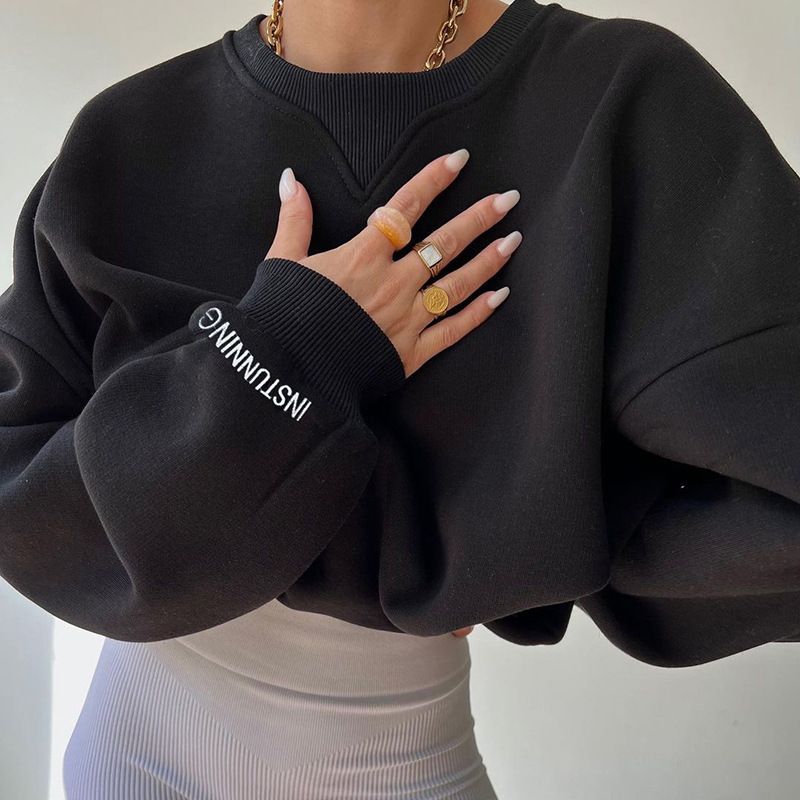 Neu Lose Vielseitig Pullover frauen Casual Pendeln Lose Faden Kragen Gedruckt Herbst Trendy Neue Top_voghion.com