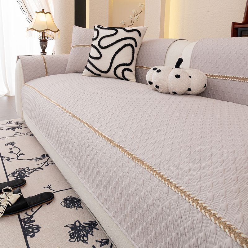 Houndstooth Summer Sofa Mat Anti Slip 2025 New Style Cool Ice Silk Leather Straight Row Summer Light Luxury Cushion_voghion.com