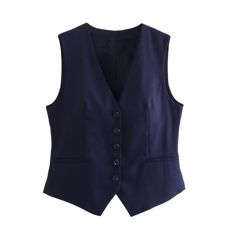 Women's casual linen blend vest + casual solid color shorts set_voghion.com