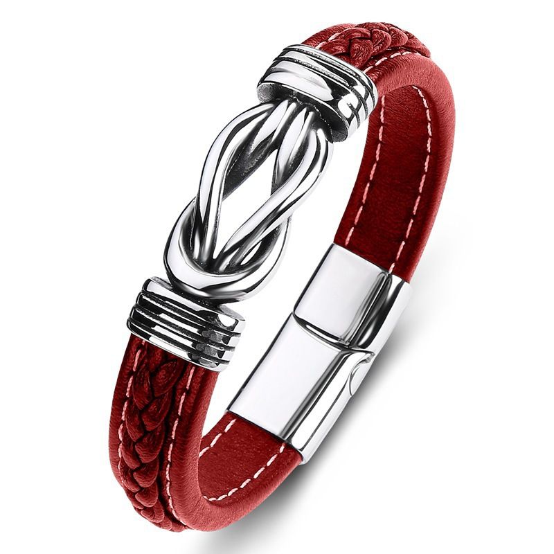 Schlichtes gewebtes Lederarmband für Herren, Schnalle im Punk-Stil, Armband, High-End-Armband für Herrenmode_voghion.com