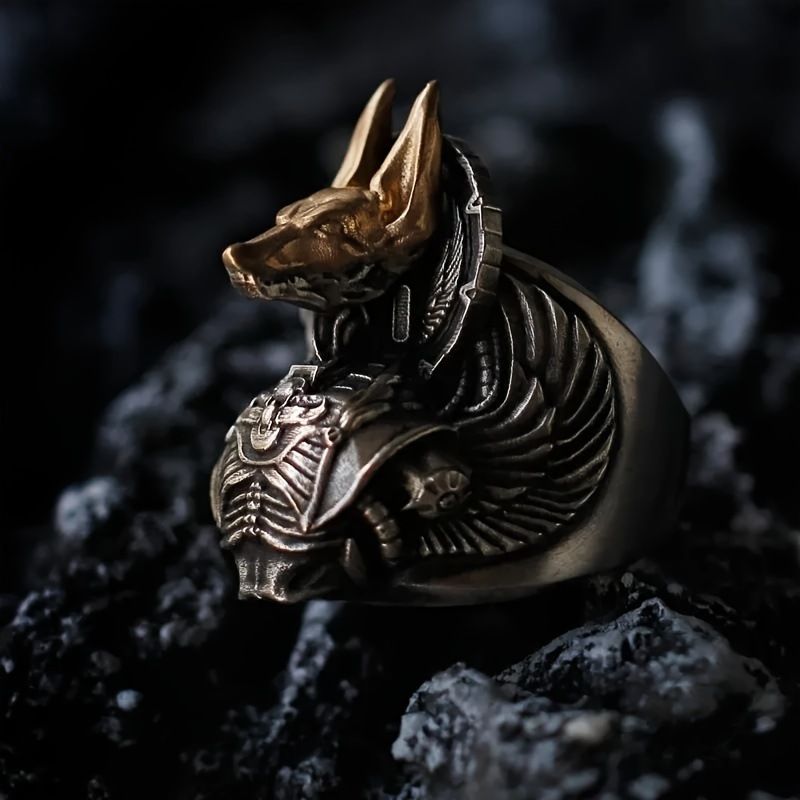 Personality Punk Style Anubis Adjustable Gothic Cool Men's Hip Hop Ring Jewelry Accessories_voghion.com