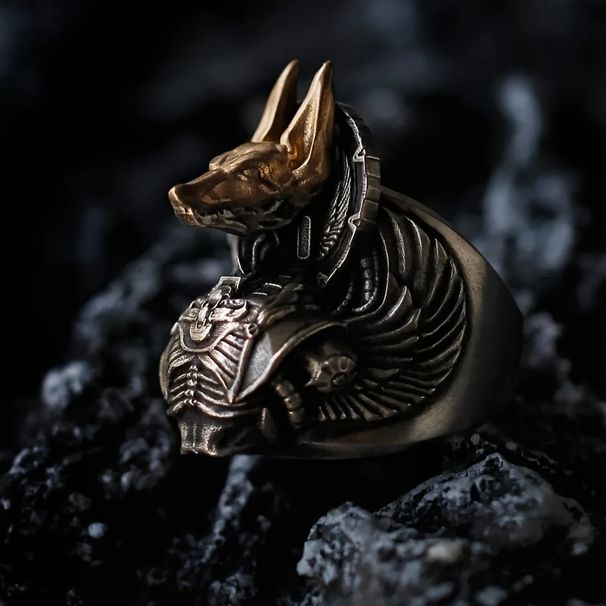 Personality Punk Style Anubis Adjustable Gothic Cool Men's Hip Hop Ring Jewelry Accessories_voghion.com