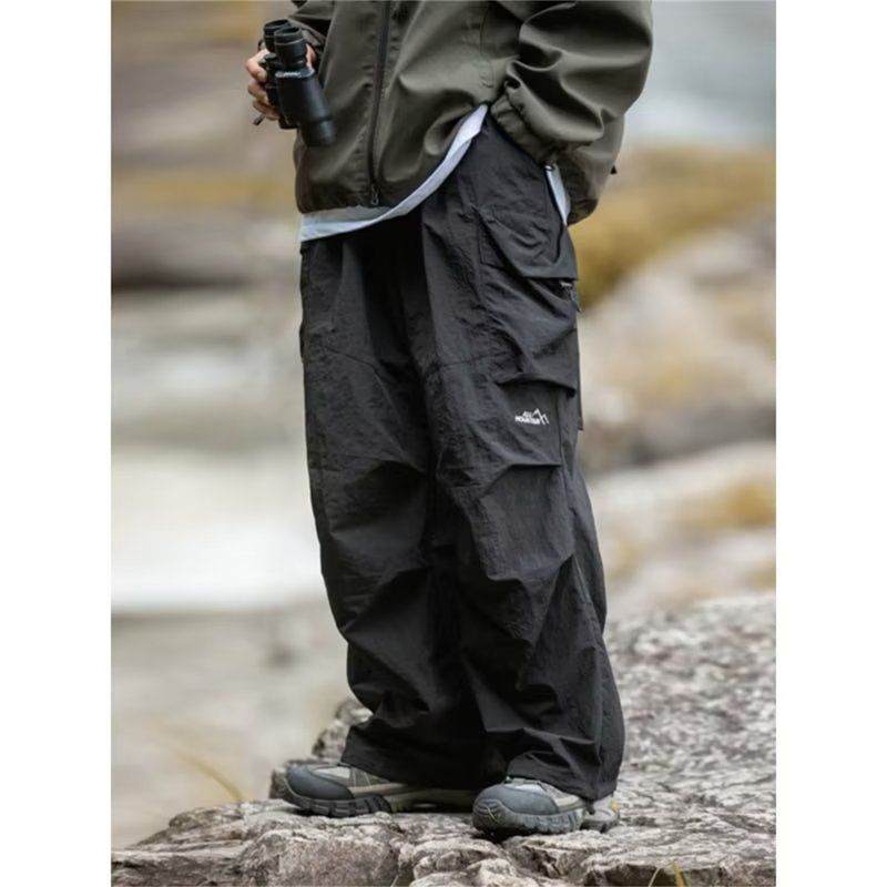 Pantalons d'alpinisme imperméables pour hommes, style hip-hop, décontractés, style Harajuku, style cargo noir, pour le printemps et l'automne_voghion.com