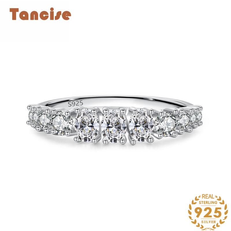  Tancise Classic Zircon Ασημένιο Δαχτυλίδι Γυναικείο κόσμημα Γαμήλιο δώρο υπόσχεσης για πάρτι_voghion.com