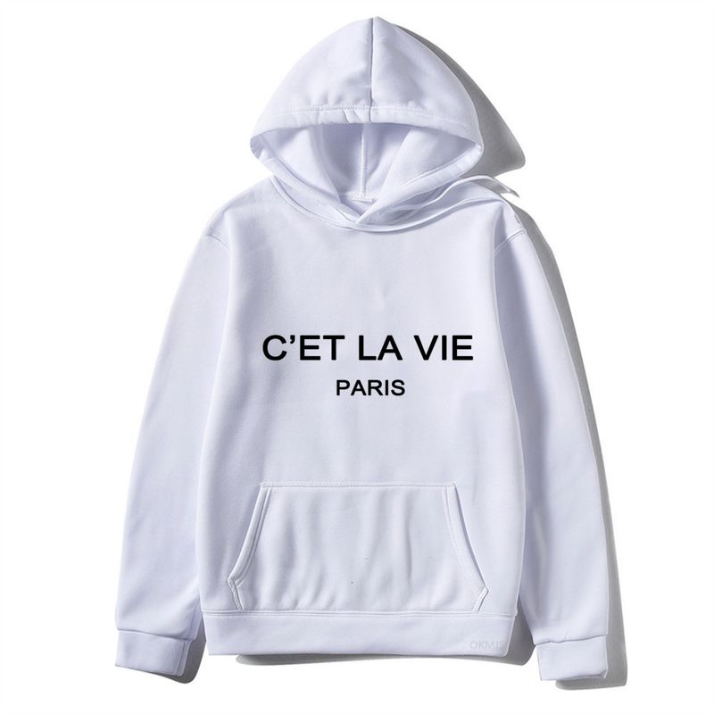 Letter printed Hoodie women's 2022 autumn winter Plush loose and versatile student coat fashion_voghion.com