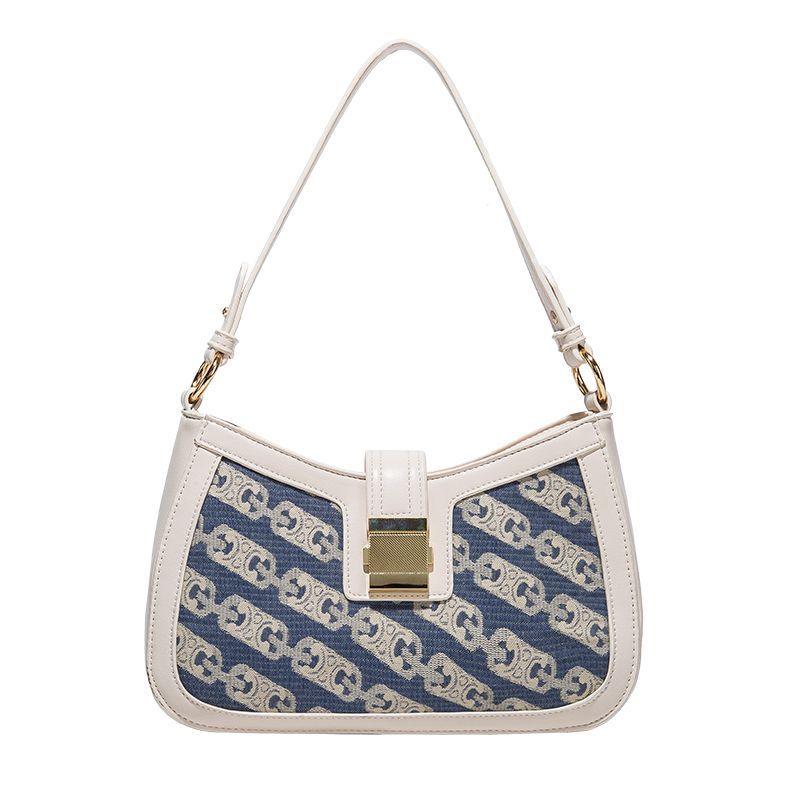 Echtes Leder Nische Licht Luxus Denim Unterarm für Frauen Sommer Ins Single Schulter Stick Tasche_voghion.com