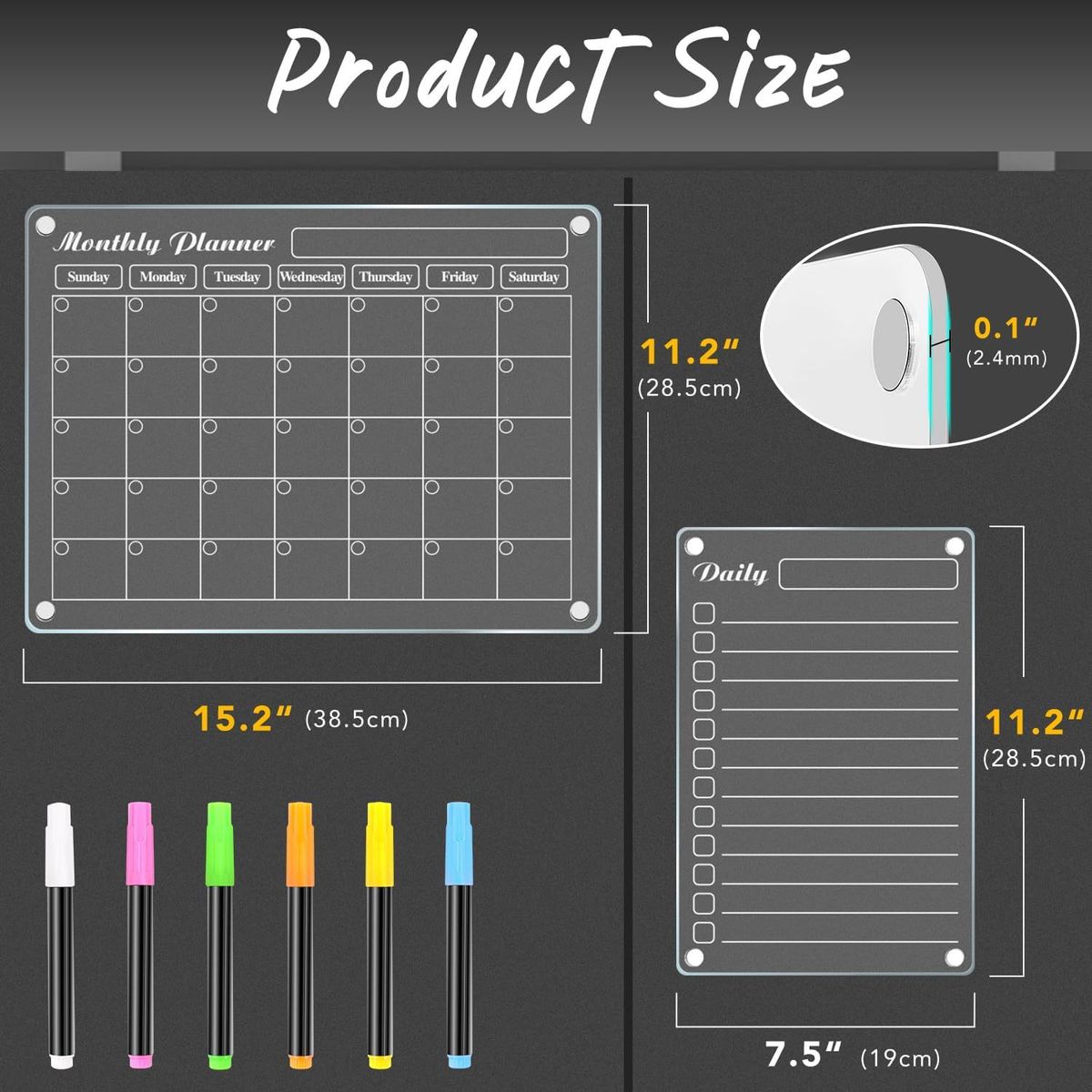 Lavagna magnetica in acrilico per frigorifero, fai da te, trasparente, cancellabile, con messaggio, per l'organizzazione della casa_voghion.com