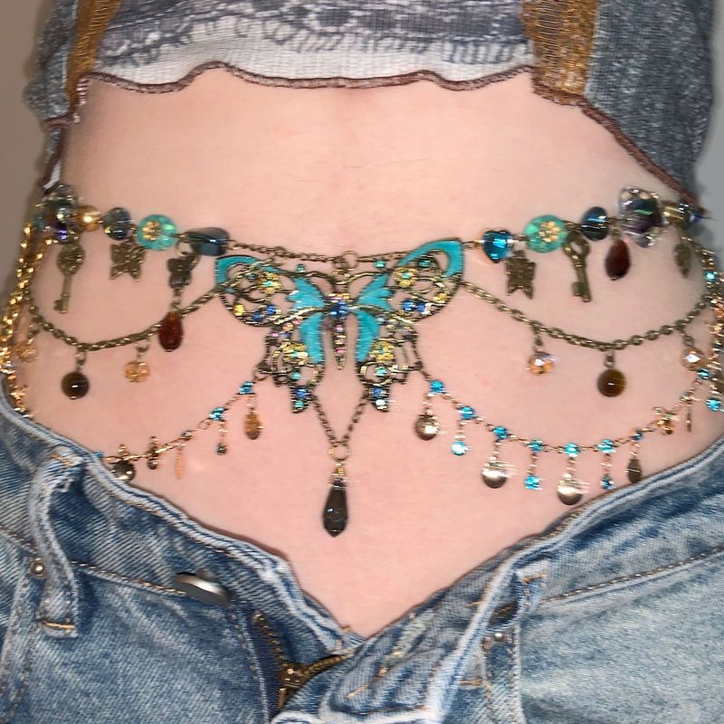 Schmetterling Perlen Halskette Taille Kette Damen Retro Vintage Nischen Design Sexy Accessoires_voghion.com
