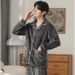 2025 New Autumn And Winter Men's Pajamas Men's Lapel Cardigan Warm Loungewear Set_voghion.com