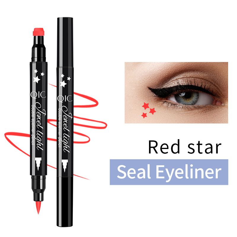 Tête lune Double étoile coeur fleur liquide Eyeliner stylo noir timbre maquillage joint Eyeliner crayon imperméable cosmétique cil_voghion.com
