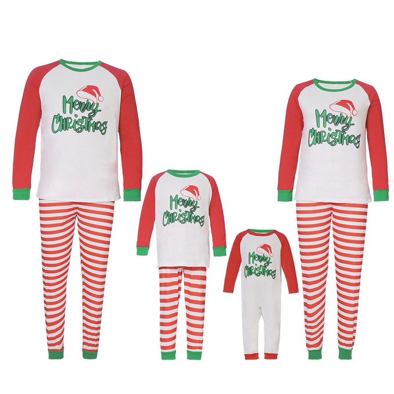 Forældre-barn outfit, familie outfit, forår og efterår stribet julesæt, pyjamas, hjemmetøj til en familie på fire_voghion.com