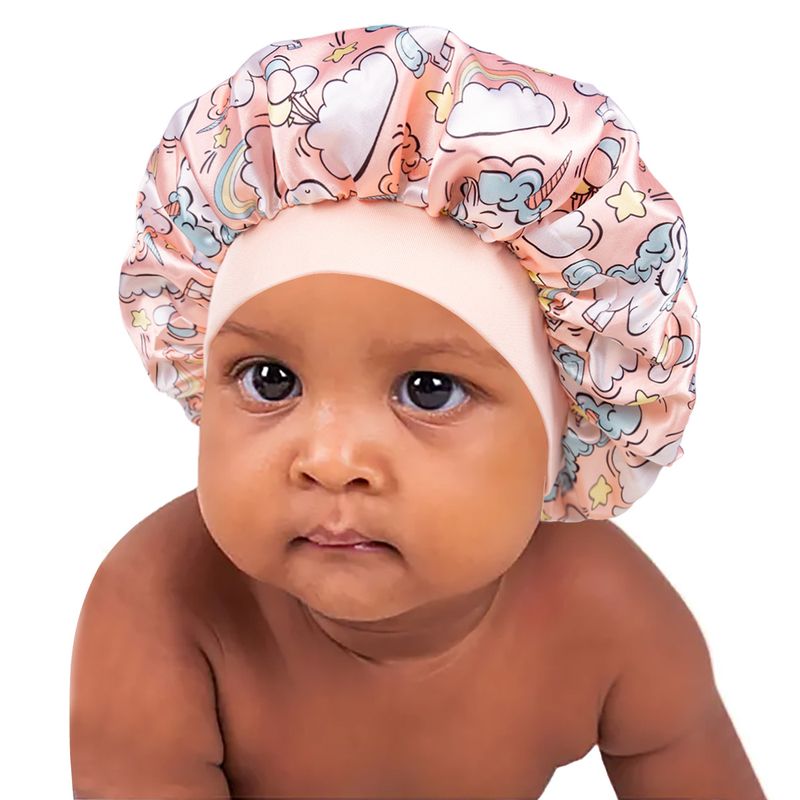 Cuffia da notte stampata per bambini, in saldo, cuffia rotonda per la cura dei capelli in morbida seta per bambini_voghion.com