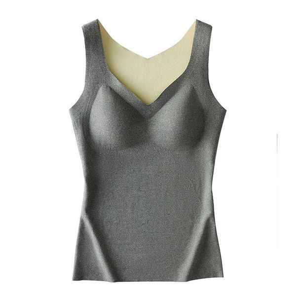 Gilet caldo da donna in velluto senza cuciture con imbottitura sul petto, biancheria intima calda ispessita con fondo riscaldante per il corpo sottile_voghion.com