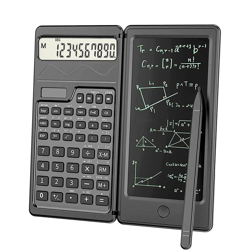Calculadora con bloc de notas para aprendizaje, negocios, oficina, portátil, plegable, LCD_voghion.com