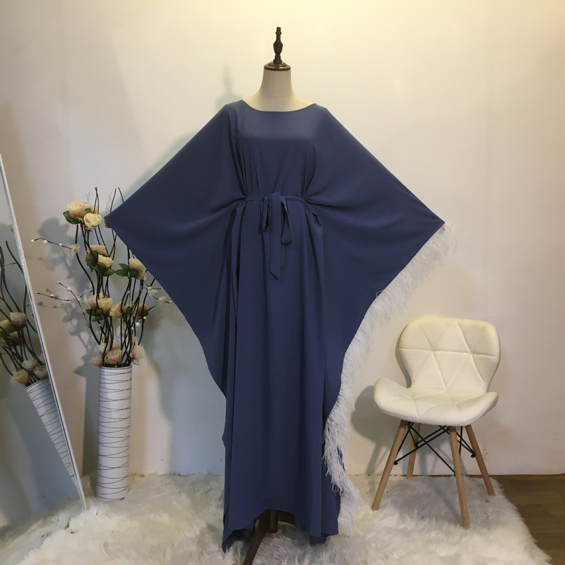 Damenmode, lässig, Patchwork-Feder, elegantes, lockeres Gewand, Fledermausärmel-Kleid_voghion.com