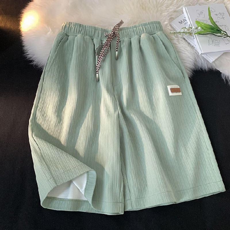 Roupas femininas, shorts de seda gelo, roupa externa de verão, calças esportivas casuais, cintura alta, soltas, versáteis, pernas largas, calças de pijama_voghion.com