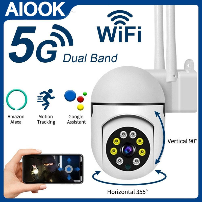 AIOOK 2.4g + 5g PTZ per esterni CCTV Telecamera di sicurezza IP Wireless WIFI 3MP HD 360 Monitor video impermeabile Mini telecamera_voghion.com