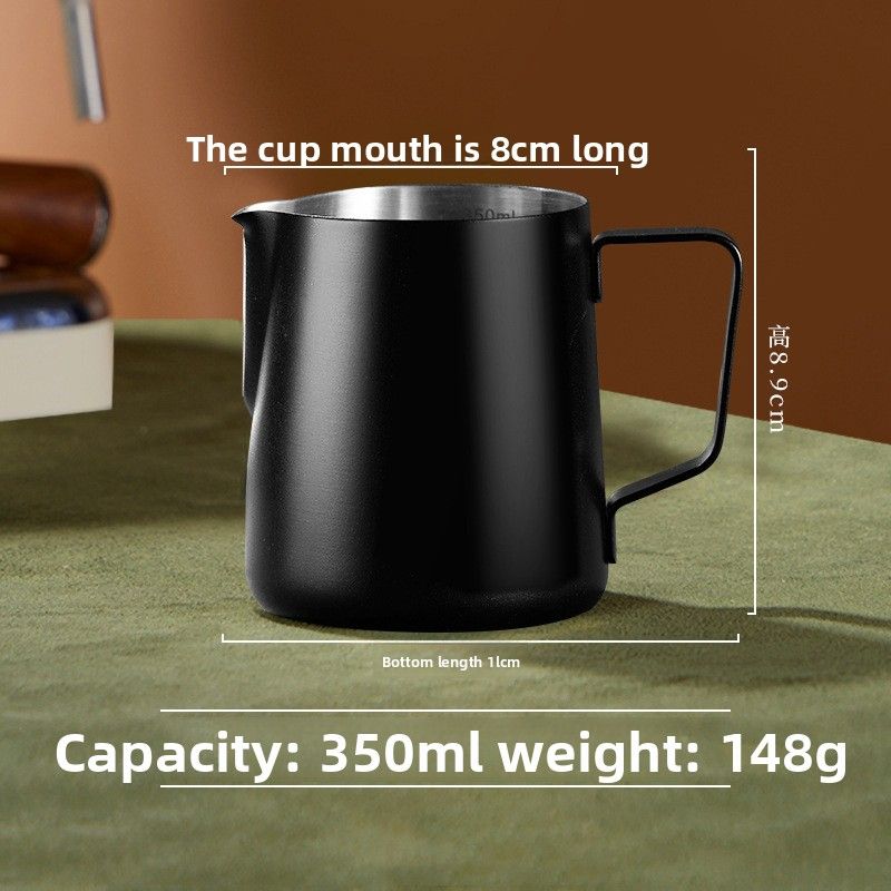 Latte-Tasse aus Edelstahl 304 mit spitzer Öffnung und Teflon-Sockel, mit abgestuftem italienischen Latte-Tank, Haushalts-Milchquirl, Kaffeeutensilien_voghion.com