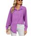 Roupas femininas casuais soltas manga comprida lapela botão cor sólida camisa feminina_voghion.com