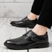 Euro Step Autumn British Style Cowhide Business Formal Men's Pointed Leather Brogue Carved Strap Monk Shoes_voghion.com