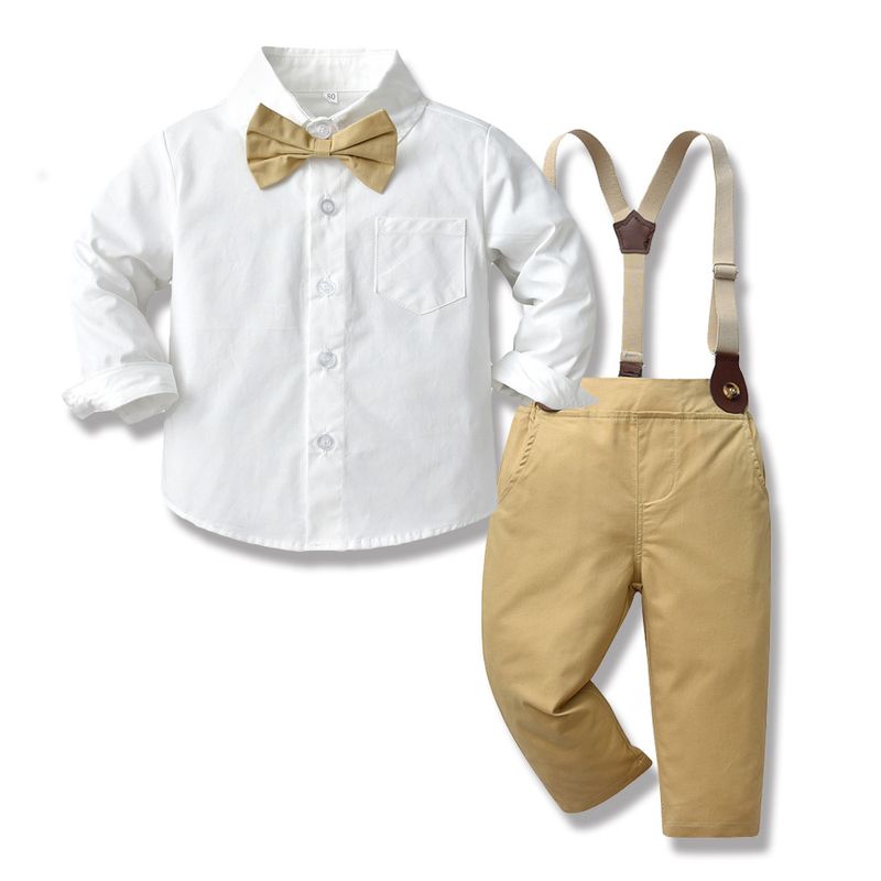 Baby clothes Children's suit for boys White shirt suspenders Handsome clothes for boys_voghion.com