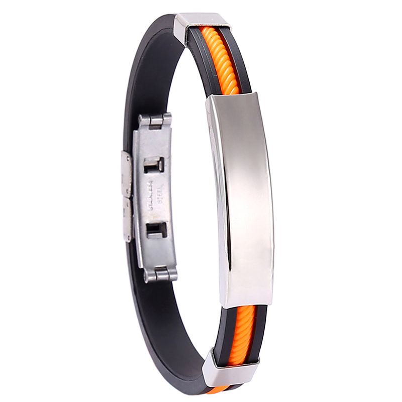 hot selling DIY engraved bracelet men's titanium steel silicone bracelet stainless steel bracelet star bracelet_voghion.com