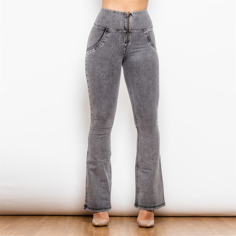 Women's Clothing Stretch Denim Flared Hip Lifting Pants Peach Tights Shaping Pants Large Size Women's Trousers_voghion.com