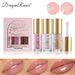 3-Piece Set Of Large-Brush Mirror Finish Lip Gloss - Shimmery Lip Oil & Lip Glaze With Pearlescent Sheen, Hydrating Formula, Fine Glitter Particles_voghion.com