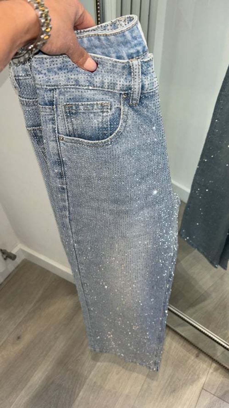 Women's Clothing Hot Diamond Star High Waist Washed Jeans Spring Loose Slim All Match Straight Pants_voghion.com
