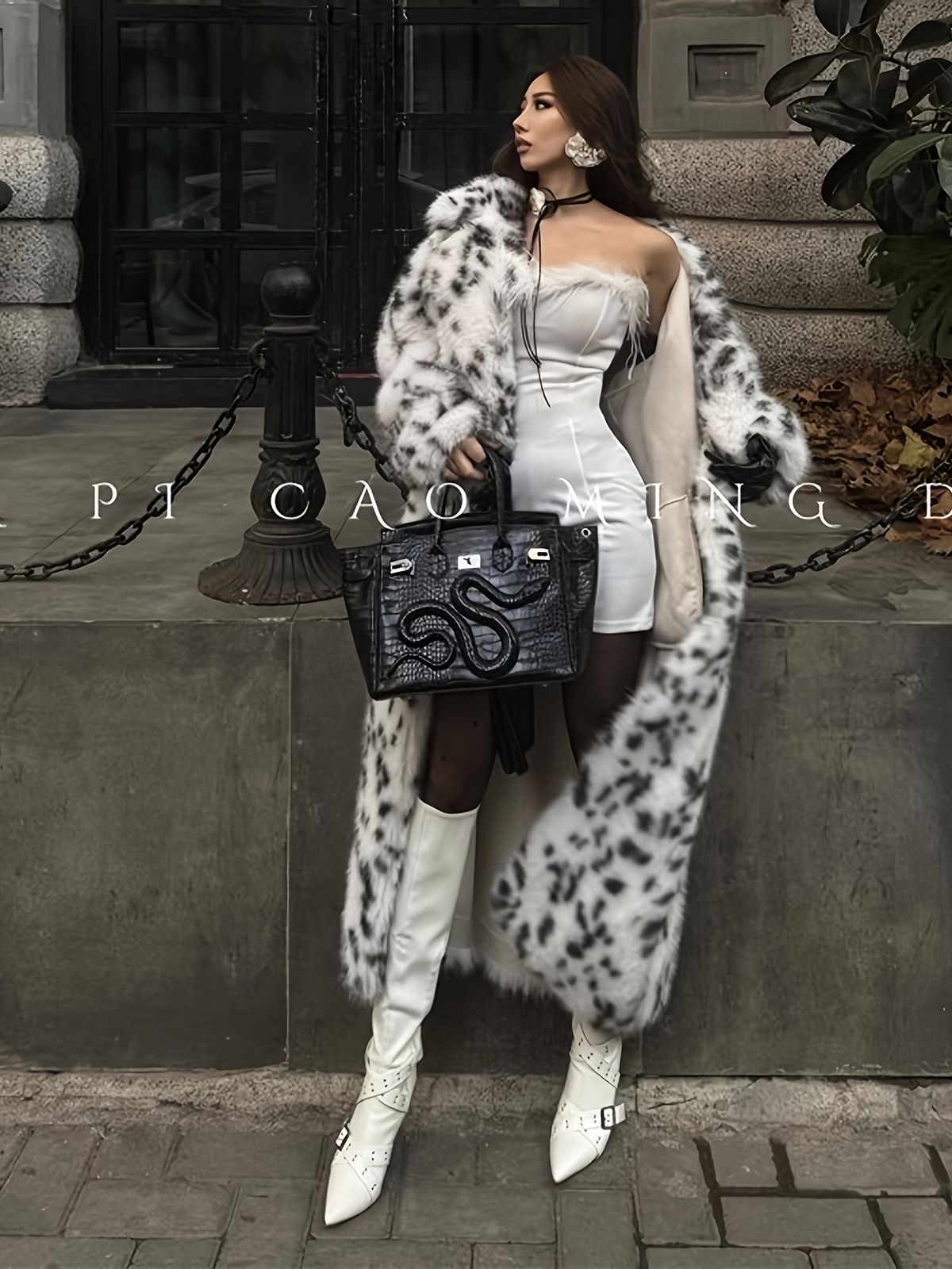 Damen Gras Oberbekleidung Luchs Muster, Gefüttert Dick Leopard Print Langer Mantel Mit Anzug Kragen Winter Locker Trendy_voghion.com