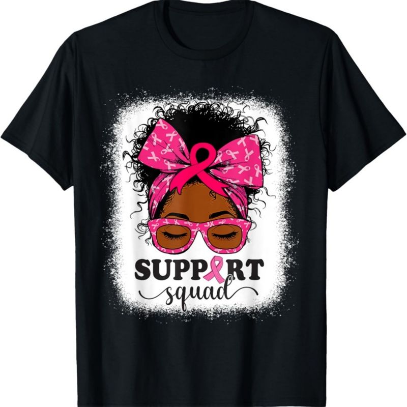 Support Messy Bun Breast Cancer Awareness T-Shirt._voghion.com