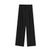 Damenbekleidung Schwarze Anzughose Elastische Taille Schlanke Freizeithose Sommerhose Lockere Hose mit weitem Bein Damenhose mit hoher Taille Drapierte Hose Trendy_voghion.com